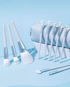 Ensemble de pinceaux de maquillage de cheveux synthétiques végétaliens professionnels 10 pièces pinceaux de fond de teint correcteur outil de cosmétologie coffret cadeau pour le visage - Product Image 6