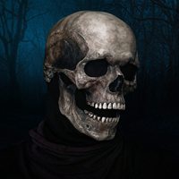 Masque d'horreur d'Halloween intégral avec mâchoire mobile, accessoires de costume de cosplay squelette, masque de fête en latex JHMJ MJ