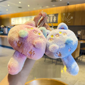 多色毛绒猫玩具钥匙扣长尾软填充猫迷你卡哇伊钥匙扣散装女孩 - Product Image 2