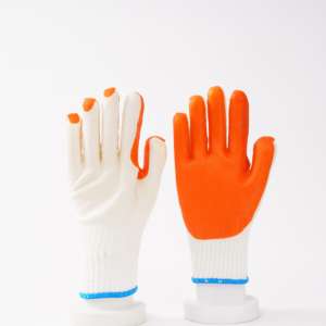 7G/10G coton caoutchouc enduit écrevisse gants coton Latex laminé résistant aux coupures gants diamant paume gants de travail - Product Image 3