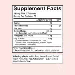 Complément d'oxyde nitrique à base de betterave OEM/ODM pour l'énergie, la santé cardiaque et le soutien de la circulation - Gummies d'oxyde nitrique - Product Image 6