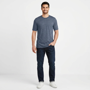 Camiseta Personalizada de Alta Calidad para Hombre, Cuello Redondo, Manga Corta, Corte Regular, Color Gris Jaspeado, con Estampado Frontal - Product Image 1