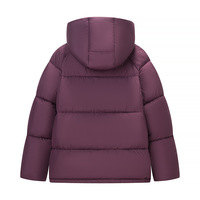 Veste d'hiver pour femme OEM personnalisée, à capuche, coupe-vent, avec fermeture éclair, en duvet d'oie, épaisse, courte, grande taille, avec logo et rembourrage en mousse