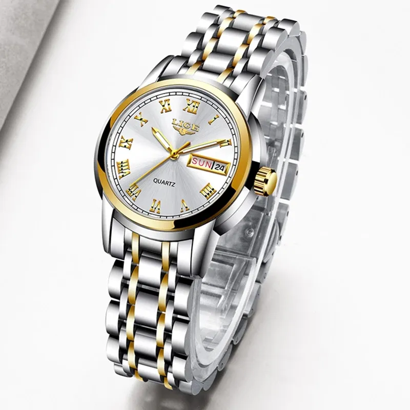 Lige-reloj analógico de cuarzo para mujer, accesorio de pulsera resistente al agua con calendario, complemento masculino de marca de lujo con logotipo personalizado, modelo 10007