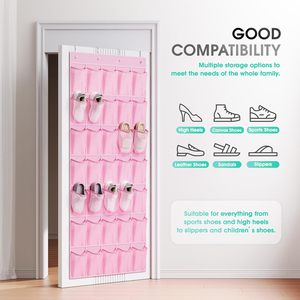 Organizador de zapatos para colgar sobre la puerta, 35 bolsillos, malla transpirable, almacenamiento colgante para zapatos con 4 ganchos metálicos para montaje en la pared detrás de la puerta - Product Image 2