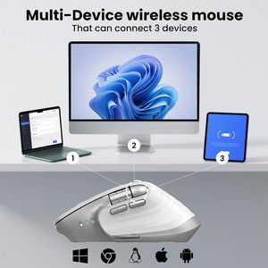 Souris ergonomique rechargeable OEM 8D Light Rgb, souris sans fil BT 2.4Ghz multi-appareils pour PC, ordinateur portable, maison, bureau - Product Image 2