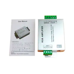 铝壳RGB放大器DC 12V 24V 30A大功率PWM 3通道信号数据中继器扩展器，用于发光二极管条形灯