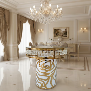 Wedding <strong>Decoration</strong> Gold Crystal Round Cake Dessert <strong>Table</strong> Display Stand Stainless Steel <strong>Table</strong> Wedding Events Party <strong>Decor</strong> <strong>Table</strong> - Product Image 3