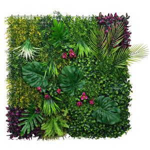 Panel de Pared de Plantas Artificiales Personalizado de 1m*1m, Material PE, 12cm de Altura, Fondo de Flores y <span class=keywords><strong>Hojas</strong></span> Verdes para Centros Comerciales, Hogar, Exportación - Product Image 1