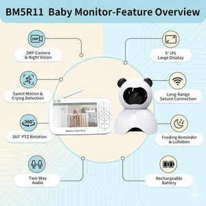 Telecamera IP Wireless HD 1080P Intelligente con Visione Notturna, Audio Bidirezionale, Display Temperatura, Ninna Nanna e Monitoraggio del Sonno del Bambino - Product Image 3