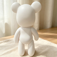 Figurine d'ours en vinyle blanc, sculpture animale de dessin animé, peinte à la main, moule artisanal DIY, décoration de la maison, cadeau