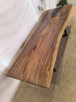 Prix réduit Plateau de table en bois massif rustique à bords naturels pour salon, hôtel, bureau, comptoir