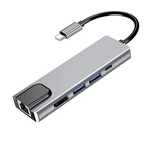 <span class=keywords><strong>Hub</strong></span> Universal usb <span class=keywords><strong>tipo</strong></span> <span class=keywords><strong>c</strong></span> 5 en 1, adaptador hdtv 4k usb <span class=keywords><strong>c</strong></span> para rj45 gigabit ethernet lan para Macbook/móvil - Product Image 1