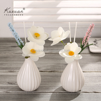 Diffuseur à Roseaux de Marque Personnalisable 30ml avec Bâtonnets de Fleurs, Flacon en Céramique, Parfum d'Ambiance, Huile Essentielle Naturelle pour Décoration Maison