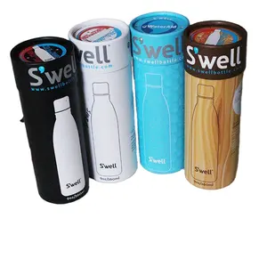Recyclable Round Water Bottle Packaging Kraft Paper Cylindrical Gift Boxes Whiskey Olive Oil Wine Packaging Paper Tube