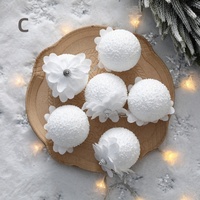 Boules de Noël en forme de pétales blancs, décorations suspendues pour l'arbre de Noël, décoration de fête