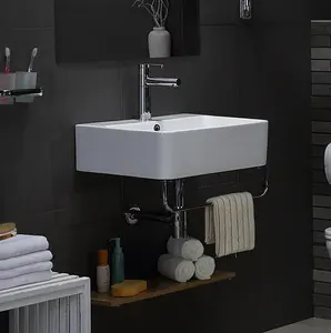 Phong Cách Châu Âu Lavabo Tay Lưu Vực Gốm Thiết Bị Vệ Sinh Phòng Tắm Rửa Lưu Vực Tường Treo Lưu Vực Bồn Rửa Với Khăn Giá