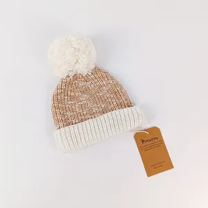 Paleo Gorro De Malha De Bebê Bonito Pom Pom Crochet Cor Misturada Chunky Knit New Born Baby Gorros Inverno Quente Malha Chapéus