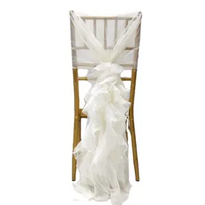 Ivory Chiffon Hoods With Ruffles Willow Chiffon Wedding Chair Sashes
