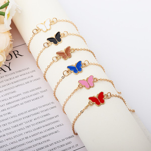 <b>Cute</b> Butterfly Charm <b>Bracelets</b> Gold Plated Alloy Women's Fashion Jewelry Adjustable For Daily Wear - Product Image 1