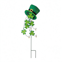 Piquet de jardin en fer robuste avec motif de chapeau de la Saint-Patrick, panneau métallique porte-bonheur pour la décoration extérieure de la maison, du jardin, du porche avant et des fêtes