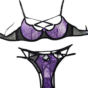 Nouvelle lingerie érotique personnalisée pour femmes, soutien-gorge sexy en dentelle à bretelles avec pompons, style mature ajouré, taille unique pour femmes - Product Image 4