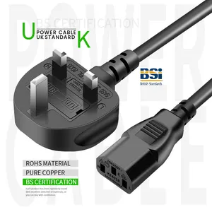 Kabel 3*0.75mm2 Steker UK 1.5M Kabel Listrik 3 Pin Terkemuka Ac Ce Komputer Pc C13 Timbal Ketel 2