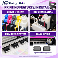 Printer DTF 30cm Dual XP600 Printhead dengan Penggoyang Bubuk dan Vacuum Cleaner Terintegrasi untuk Pencetakan Transfer Panas pada Kaos, Kulit, dan EVA