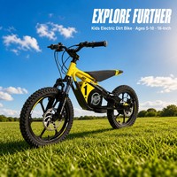 Vélo tout-terrain électrique pour enfants, 16 pouces, 36V, batterie lithium, suspension avant, pneus cramponnés, moto électrique pour enfants