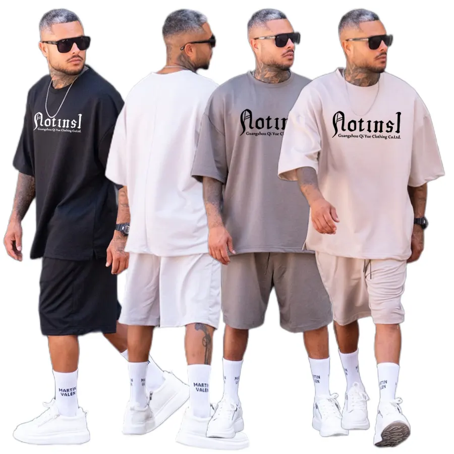 2023 Summer T-Shirt And Shorts Set For Men Streetwear Hip Hop 2 Pieces Tracksuit Plus Size Men'S Clothing Store
