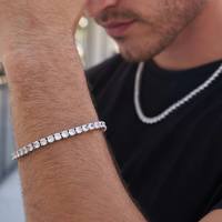 Bracelet chaîne tennis en acier inoxydable plaqué or 18 carats, étanche, 4 mm, avec diamants et pierres de moissanite, pour homme