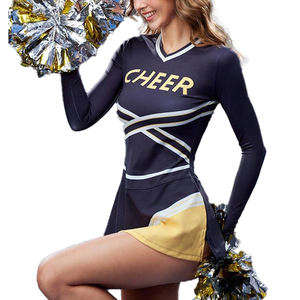 Ensemble d'échauffement pour cheerleading, uniforme d'entraînement pour cheerleading, vêtements de sport, débardeurs et shorts bleu marine, ensembles complets, robe de cheerleading personnalisée - Product Image 1