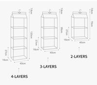 Sac à main en maille Non tissé, grand, robuste, sac de rangement, bourse pour placard, sac de rangement à 4 étagères