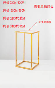 Vase à fleurs rectangulaire en métal doré D-FS002, support à fleurs pour mariage, centre de table pour fête de mariage, chemin de table LED - Product Image 6