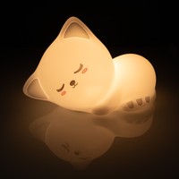 Lampe de nuit LED rechargeable USB-C en silicone en forme de chat, RVB multicolore, intensité réglable, CRI élevé, pour chambre d'enfant, garantie 1 an