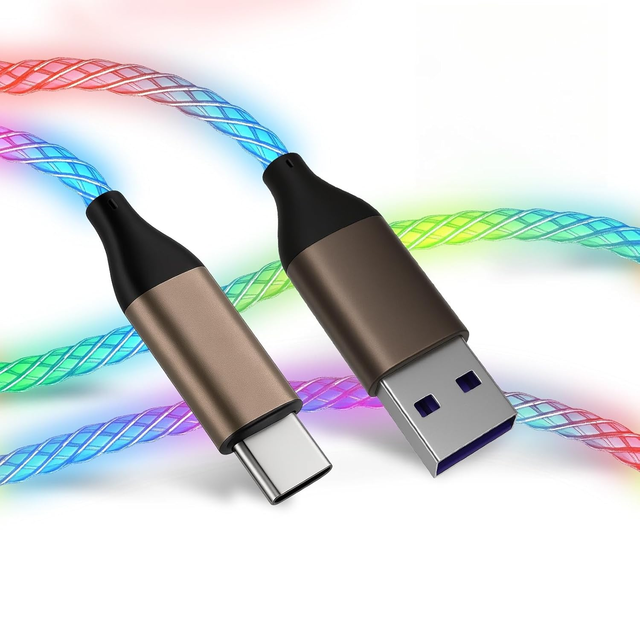 OEM Trending Luminous RGB Data Cables Quick Charge USB Type C Mobile Computer Metal Case New Charging Cable Pure Copper Cord