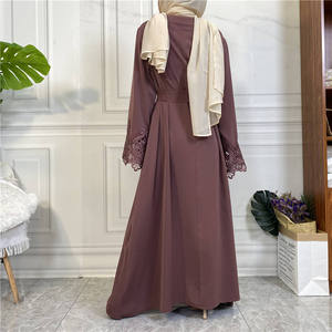Muslim Women's Dubai Abaya Dress Lace Embroidered Bell Sleeve Open Front <strong>Kaftan</strong> <strong>Plus</strong> <strong>Size</strong> Abaya for Eid - Product Image 5