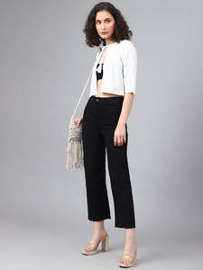 Tunique Courte en Coton Uni pour Femme, Manches 3/4 Évasées, Col Rond à Nouer, Pièce Unique Décontractée pour le Collège et le Bureau - Product Image 4