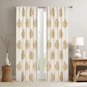 JHT 2024 New Style Cotton Fabric Flat Window Curtain Blockout Curtain For Living Room