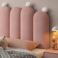 Lit de princesse pour filles, lit rembourré pour enfants avec tête de lit en forme de couronne, lit plateforme pour filles, chambre à coucher rose blush