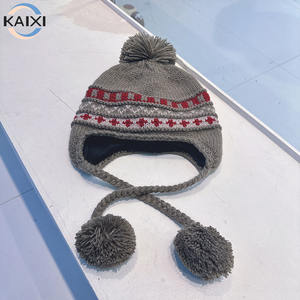 หมวกสกีผ้าแจ็คการ์ดย้อนยุคออกแบบได้ตามต้องการมีลายถักฟรีและหมวกปิดหูมีพู่ - Product Image 4