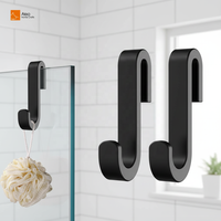 Crochets en silicone sans perçage pour portes vitrées, noirs, pour serviettes et loofahs de salle de bain et cuisine, à suspendre sur la porte - Durables et écologiques