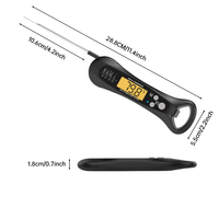 Termometer Daging Digital Tahan Air, Bacaan Instan, Mati Otomatis, Nirkabel, Desain Lipat Berbahan Plastik untuk Memasak BBQ dan Panggangan