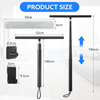 Essuie-glace en silicone détachable, design extensible, manche en acier inoxydable, grattoir à eau évolutif pour le nettoyage des fenêtres, sols et salles de bain