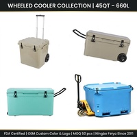 Glacière isotherme rotomoulée pliable CUSTOM 115QT en PE, grande capacité, moderne, étanche, avec roues, pour canettes et stockage alimentaire