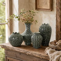 Vase à fleurs en céramique texturée Jossin, glaçure réactive, accent décoratif pour table de salon et décoration intérieure moderne