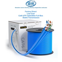 Câble Ethernet gris Cat6 UTP PVC LSZH, 4 paires 24AWG, boîte de 305m, haute performance, pour câblage réseau LAN intérieur, directement de l'usine