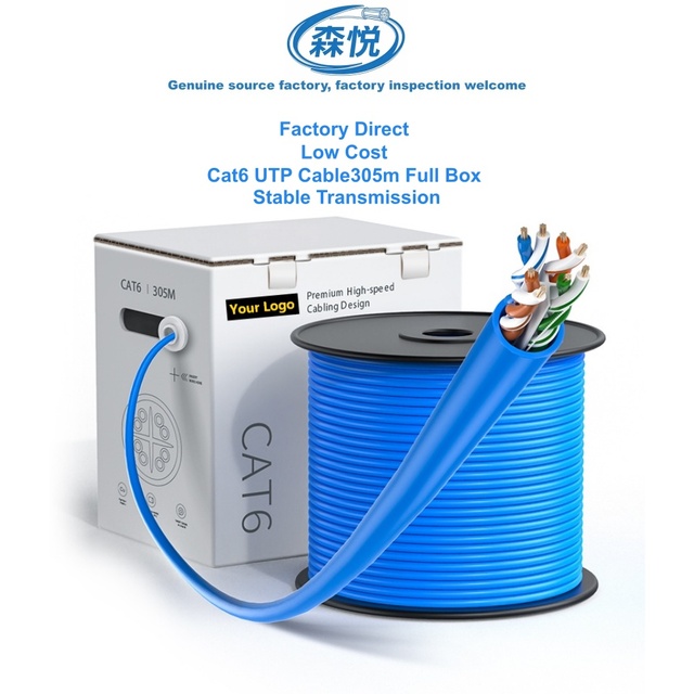 Factory Direct Grey Cat6 UTP PVC LSZH Ethernet Cable 4 Pair 24AWG 305m Box High Cost Performance LAN Network for Indoor Wiring
