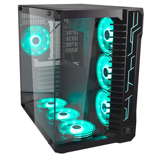 SNOWMAN CS002 Gaming Desktop PC Case MATX 4PWM ARGB Fans Pre-Installed Type-C Full View Dual Tempered Glass Mid Tower Computer