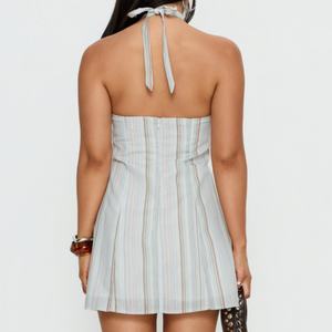 Colección Primavera, Vestido Casual Sexy y Lindo para Mujer, Marca Personalizada, Vestido a Rayas con Hombros Descubiertos, 100% Algodón, Mini Vestido Casual Estilo Y2K - Product Image 2